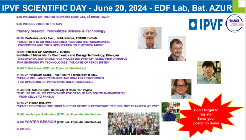 Towards entry "The IPVF Scientific Day will be held on June 20th!"